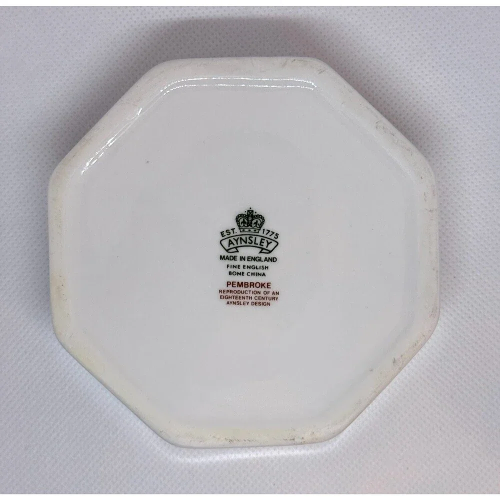 Aynsley Pembroke Individual Butter Dish & Knife England Bone China Octagonal